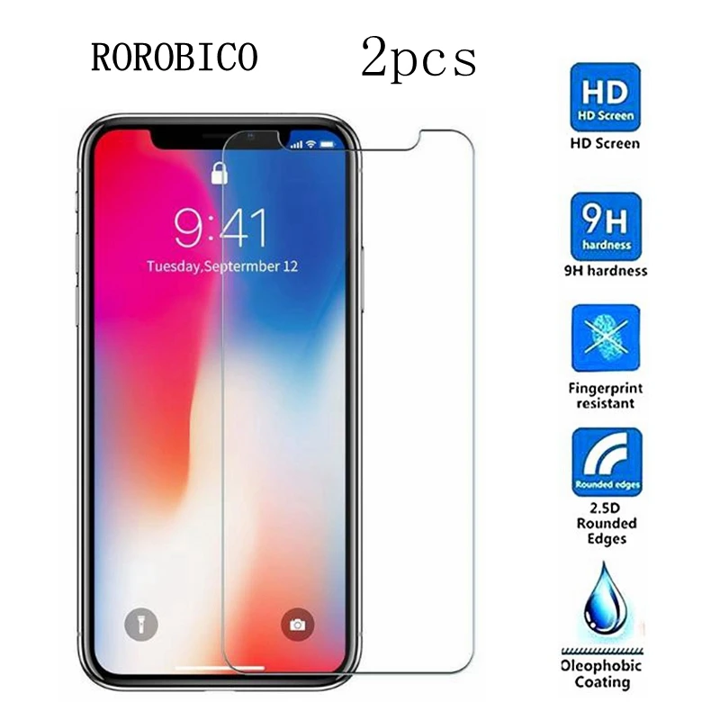 ROROBICO 2 шт закаленное стекло для iPhone 5 5S 5C SE 6 6S 7 8 Plus X XS MAX XR Защитная пленка экрана Apple