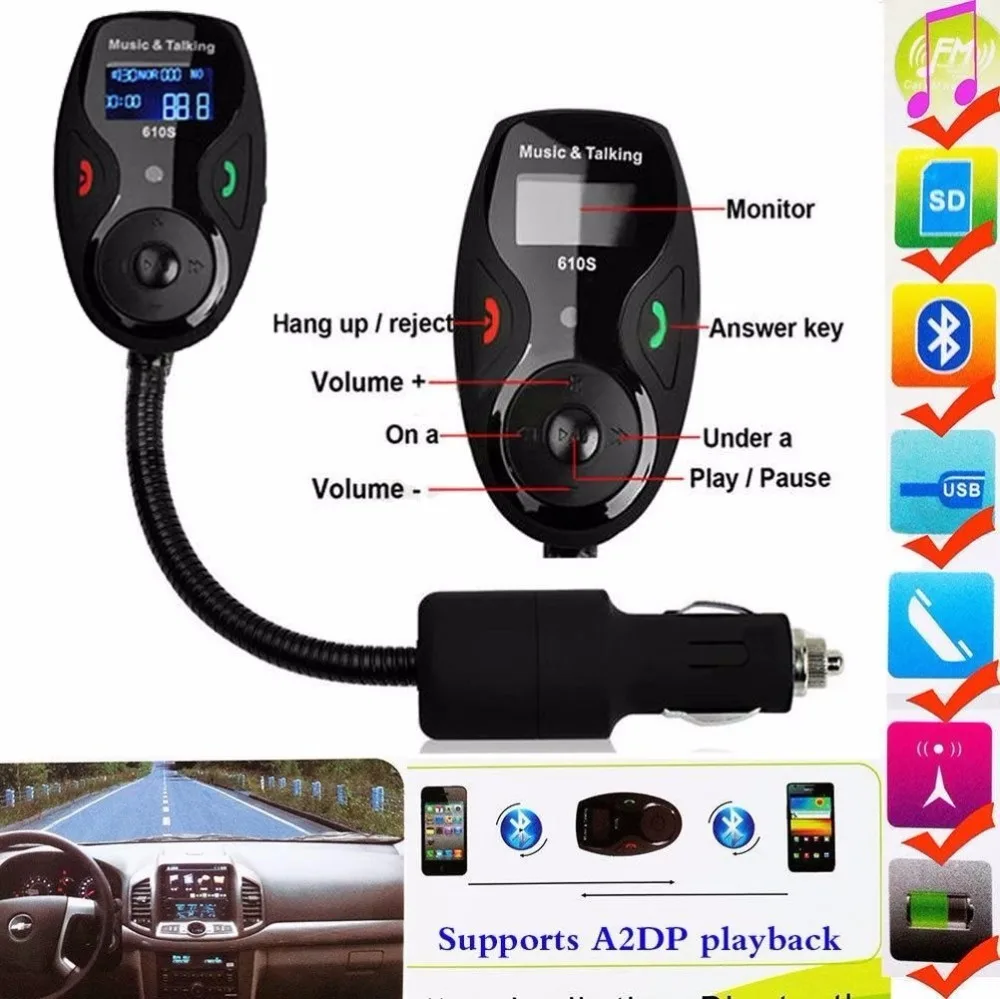 Ohater Car Kit Bluetooth fm-передатчик Беспроводной MP3-плееры модулятор Handsfree ЖК-дисплей с двумя USB Зарядное устройство для iPhone Samsung FM