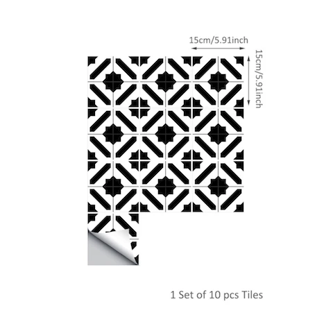 15*15 см/20*20 см самоклеющиеся настенные художественные обои мебель DIY черно-белая марокканская плитка наклейка на стену TS033 - Цвет: 15x15cm