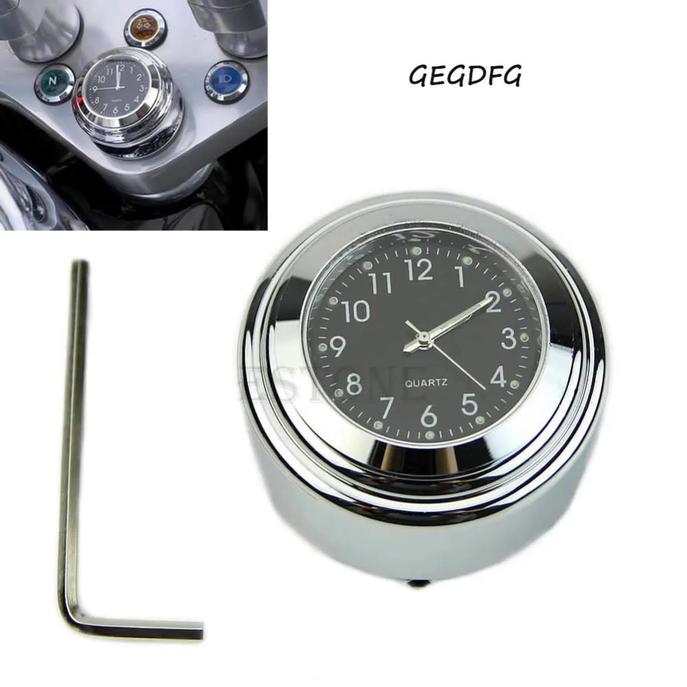 

Motorcycle Black Dial 7/8"1" Handlebar Clock Temp Thermometer