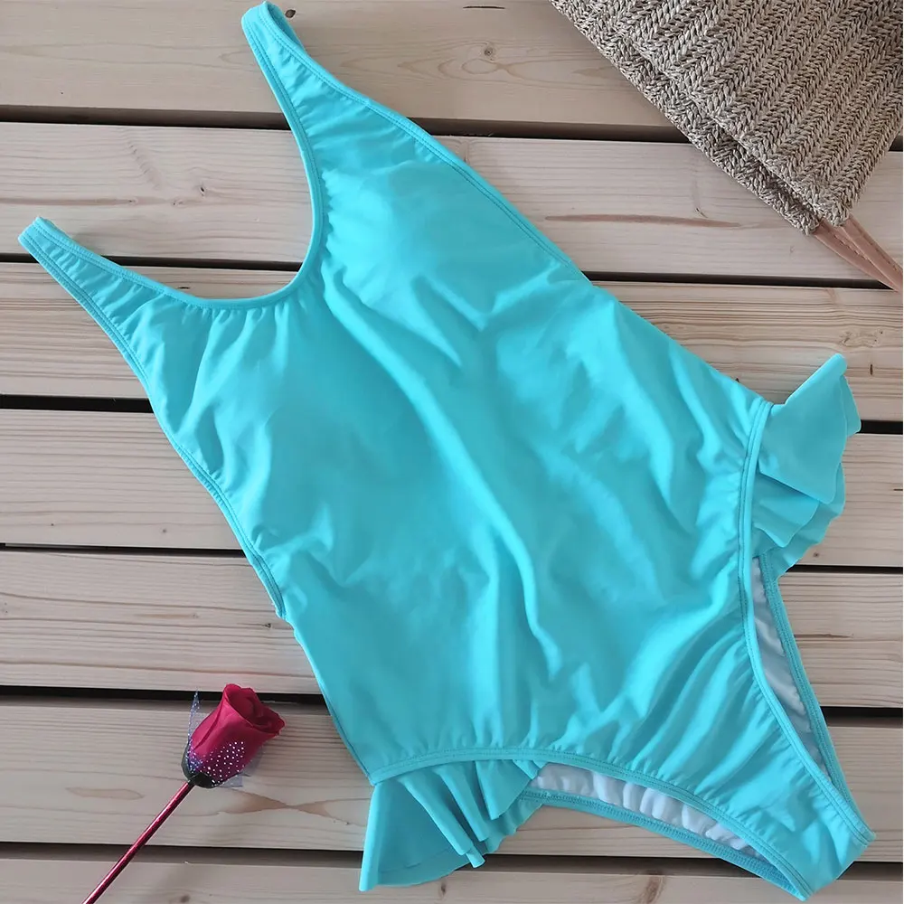 Belleziva, сексуальный сдельный купальник, с рюшами, с открытой спиной, для женщин, в винтажном стиле, боди, купальный костюм, летняя пляжная одежда, монокини, Femme