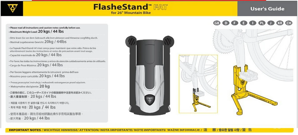 TOPEAK TW007 FlashStand FAT kickstand Crank Stay кронштейн Подставка держатель стояночный стеллаж Регулируемый карманный размер Портативный стент