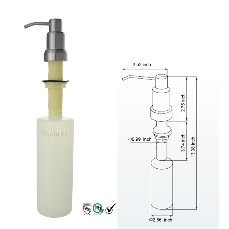 Диспенсер для жидкого мыла 17 унций с резьбой 304 дюйма|sink liquid soap dispenser|soap dispenserliquid