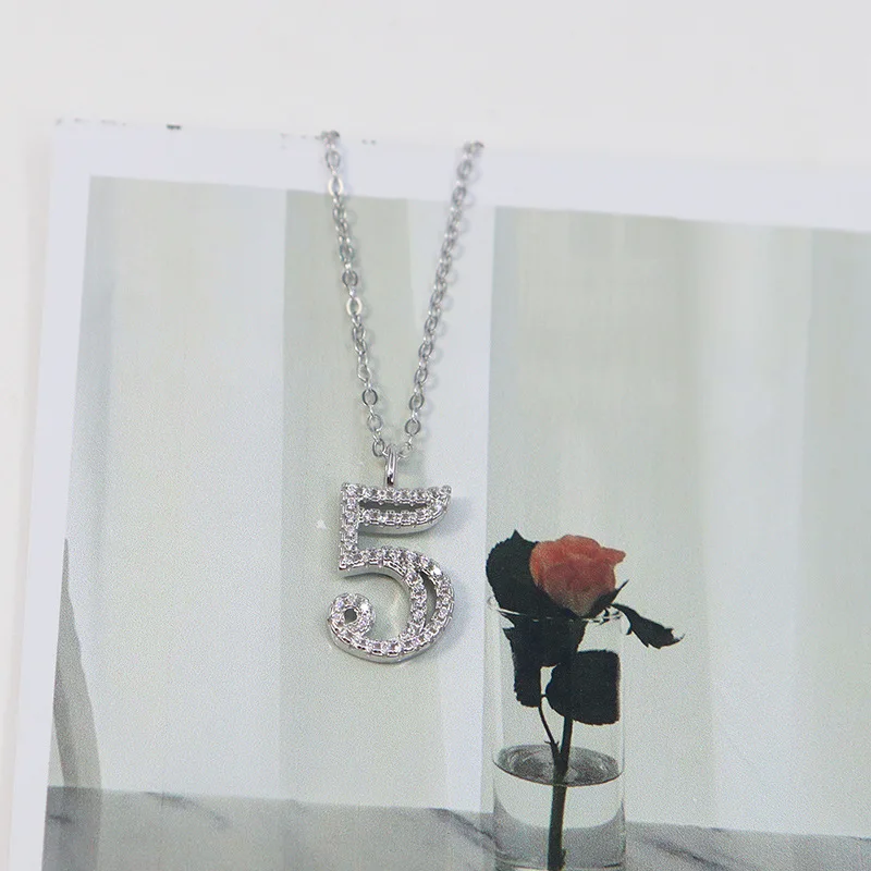 Silvology серебро 925 пробы 0-9 Полный циркон счастливый на цепочке с цифрами креативный Роскошный кулон ожерелье для женщин ювелирные изделия