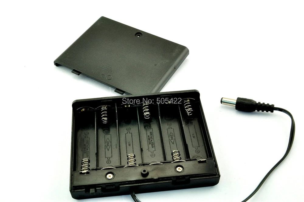 6xAA 6*AA 9V Battery Holder Box Case with DC 2.1 Power Jack Wire Lead Plug 6xAA 6*AA 9V Battery Holder Box Case with DC 2.1 Power Jack Wire Lead Plug