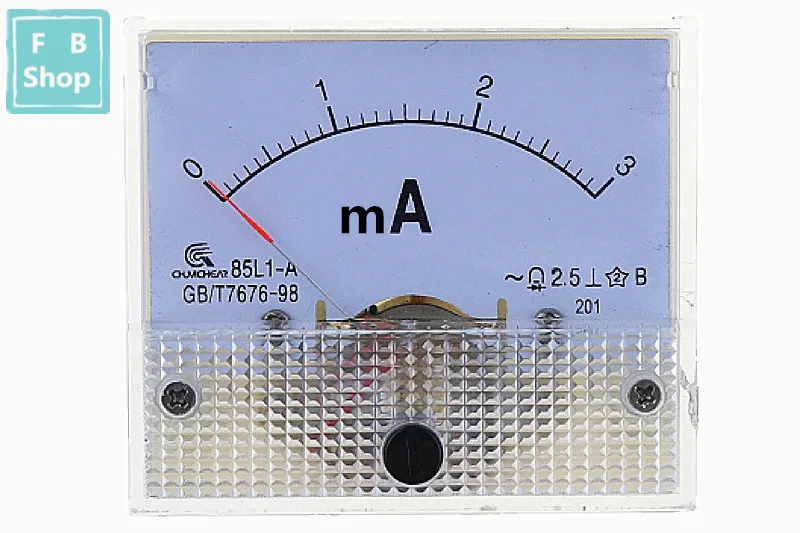 1 шт. 85L1-mA 2mA 3mA 5mA 10mA 15mA 20mA 30mA 50mA 75mA AC белый Пластик оболочки Аналоговая Панель Ампер Амперметр - Цвет: 3mA