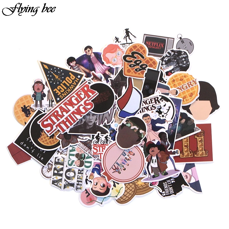

Flyingbee 66 pcs Stranger Things Sticker Anime Stickers for DIY Luggage Laptop Skateboard Car Motorcycle Bicycle Stickers X0005