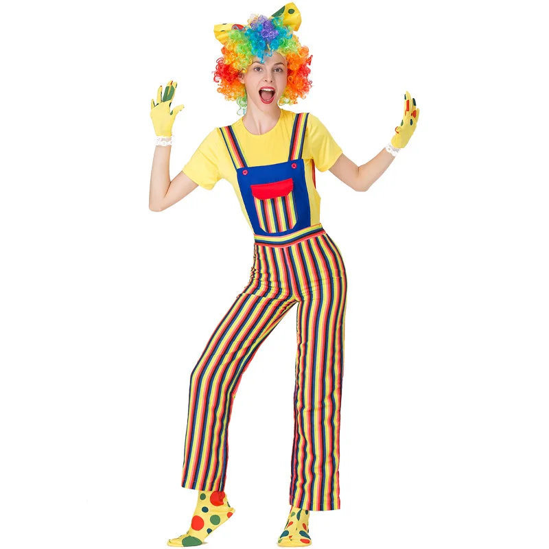 H& ZY взрослых цвет полный цирк костюм клоуна для косплея выступление мага форма для женщин карамельный цвет Хэллоуин вечерние Забавные костюмы
