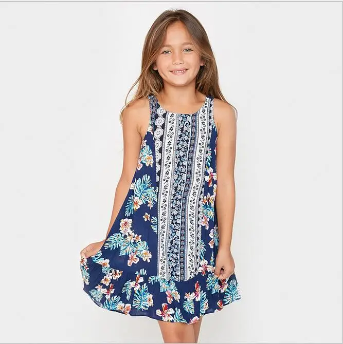 Big Kids Girls Printed Floral Dresses Junior Casual Loose Dress ...