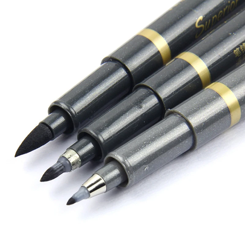 3pcs/set Black Calligraphy Brushes Pens for Writing Signature Marker