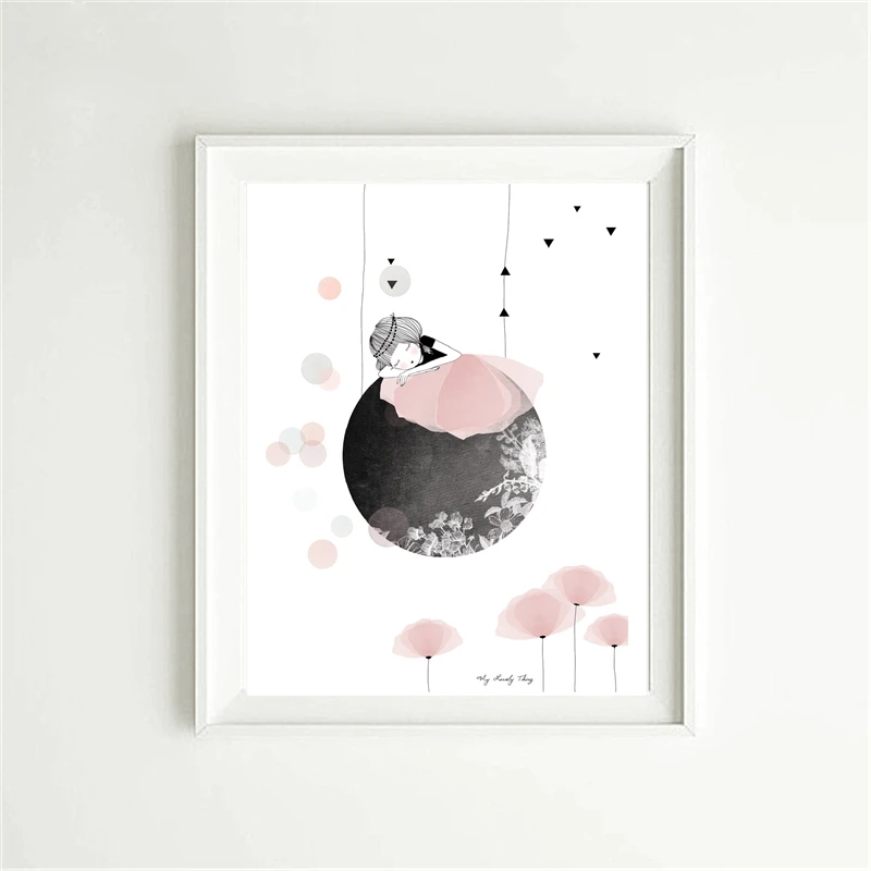 Kids-Girl-Poster-Cute-Wall-Art-Print-Girl-With-Flowers-Cartoon-Canvas-Painting-Lovely-Picture-For (3)