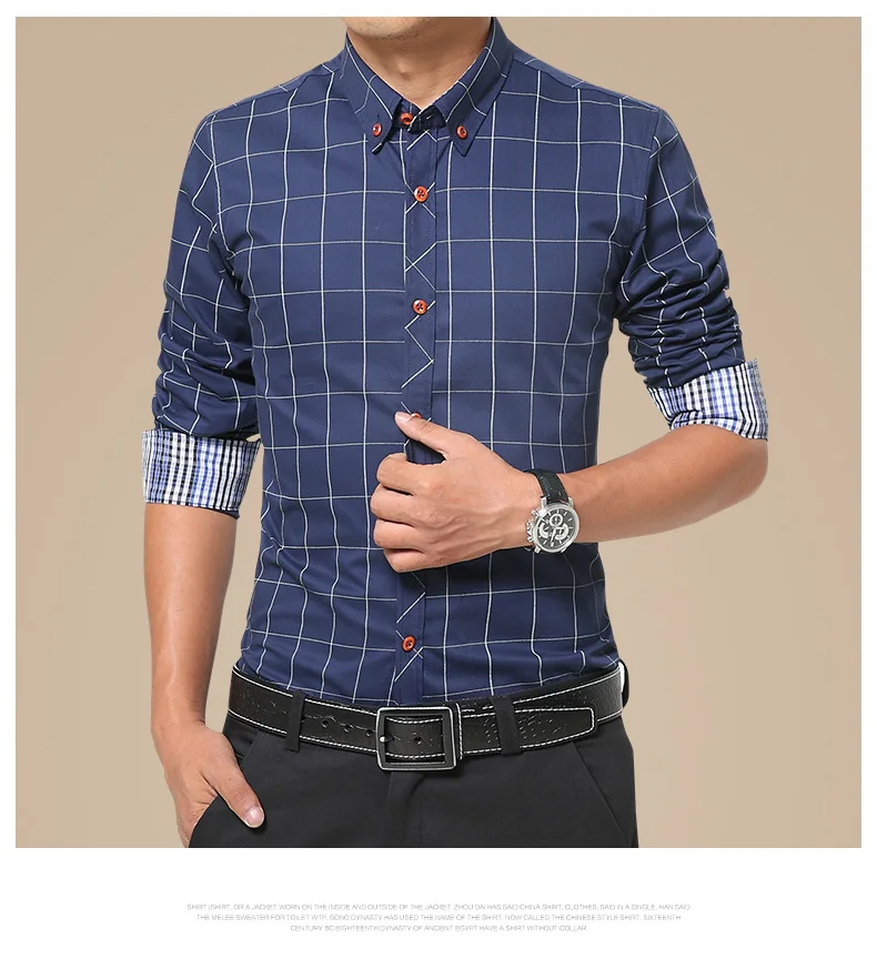 Toturn Евро Размер Мужская рубашка с длинным рукавом Бизнес Модная рубашка дизайн мужские рубашки хлопок синий красный плед мужские рубашки 699