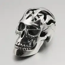 Огромный тяжелый 316L кулон из нержавеющей стали череп мужской Байкер-рокер панк стиль 4P012 стальное ожерелье 24 дюйма