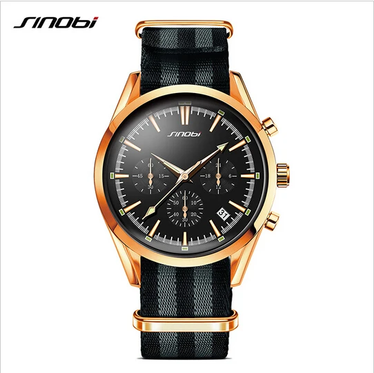 

SINOBI Fashion Chronograph Watch Men Watch Top Luxury Brand Sport Watches Auto Date Men's Watch Clock Saat Reloj Hombre Relogio