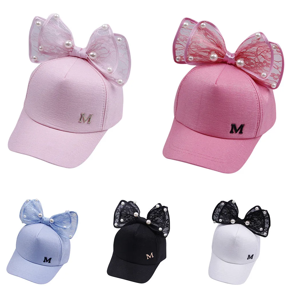 

Baby Hat Photography Props Cute Kids Children Pearl Bowknot Bongrace Hat Peak Streak M Baseball Cap Sunhat casquette enfant