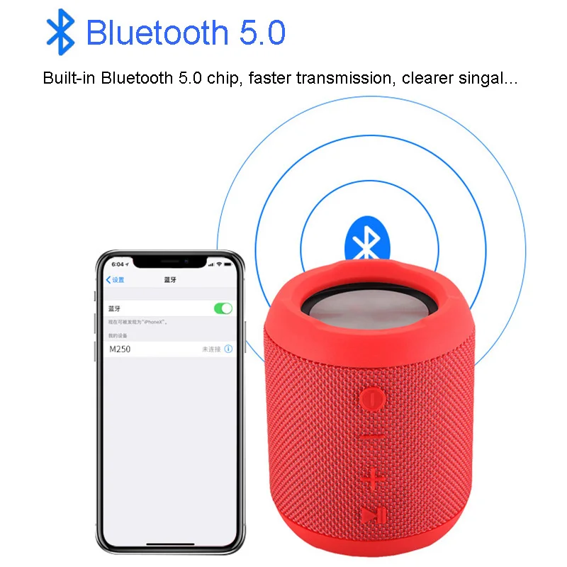 Открытый беспроводной Bluetooth 5,0 стерео портативный динамик Встроенный микрофон ударопрочность IPX6 Водонепроницаемый динамик с басами