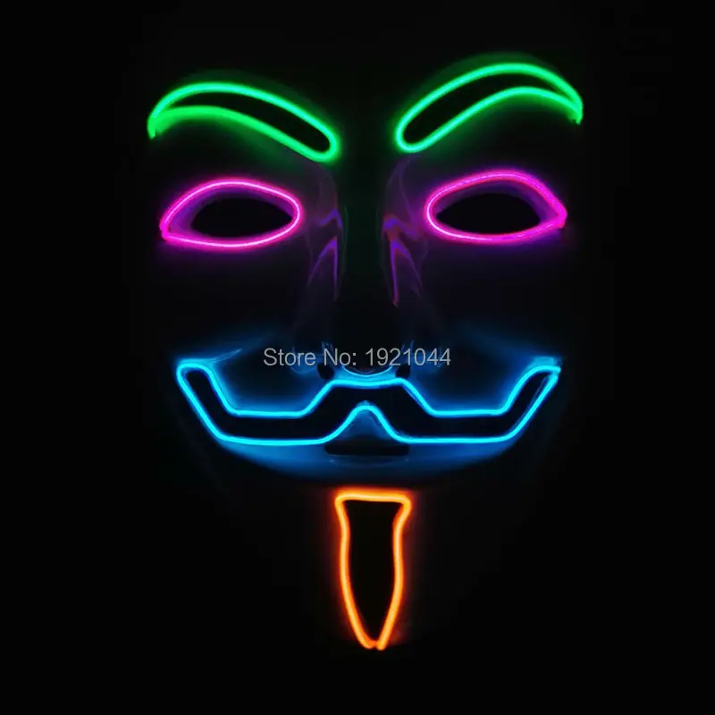 EL провода светящийся маска для Хэллоуина маски с DC-3V Звук активированного многоцветный вечерние Косплэй маска