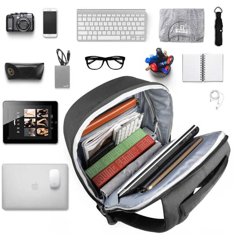 15.6″Laptop USB Charging Waterproof Anti Theft Men Backpack Men's Bags cb5feb1b7314637725a2e7: Black|Grey