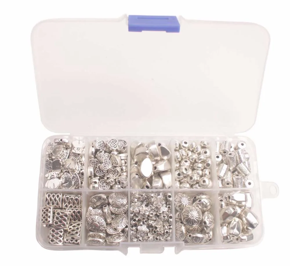 ONE BOX of Antiqued Silver Metal Spacer Beads W/Container for Jewelry Making