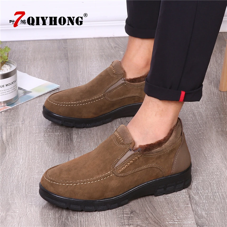 

QIYHONG Brand Men Boots 2018 New Fashion Men Ankle Boots Warm Plush Snow Boots Men Shoes Winter Boots Men Flock Winter Shoes