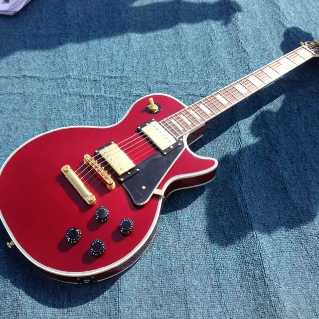 Cheap Free shipping LP custom electric guitar Apple red color ,gold hardware