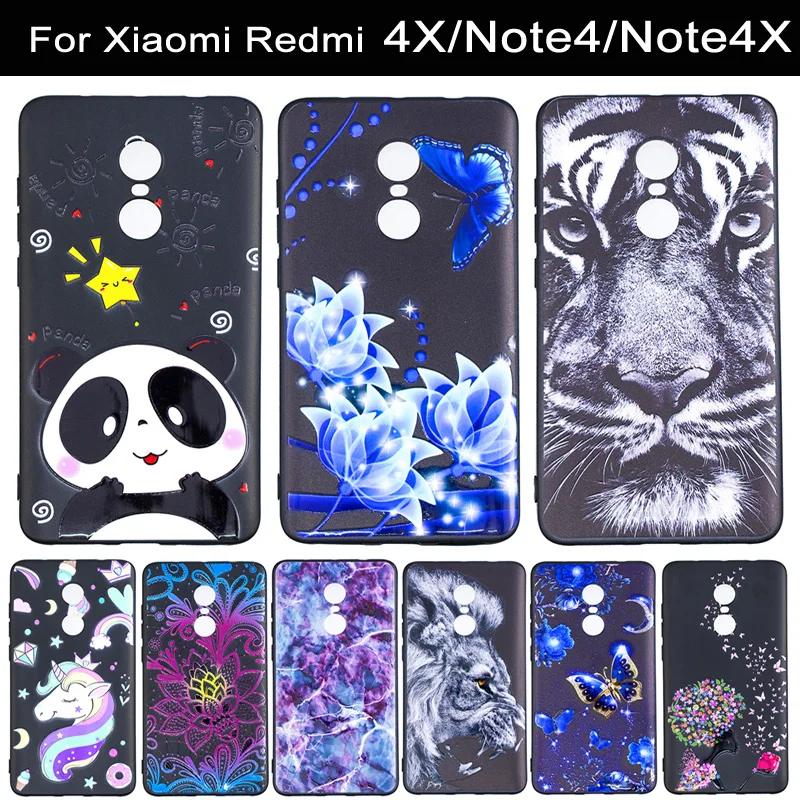 For Redmi 4X Case Redmi4X Xiaomi Note 4 Note4 X Cover Luxury Relief Cartoon Pattern Soft TPU RedmiNote |
