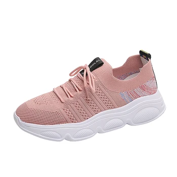 

Best selling women's running shoes breathable jogging sports shoes air flat flying needles ultra light basket fitness shoes