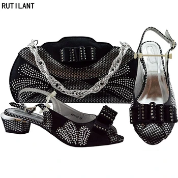 

Ladies Italian Shoes and Bag Set Decorated with Rhinestone High Heels Open Toe Sandals Italian Shoes and Bags Set Envio Gratis