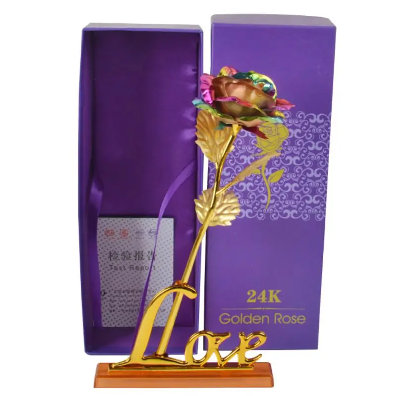 24 k Золотая фольга Роза подарки вечерние сувениры длится навсегда Роза для любовника свадьбы Рождество день подарки с Розничная коробка - Цвет: ED0253B