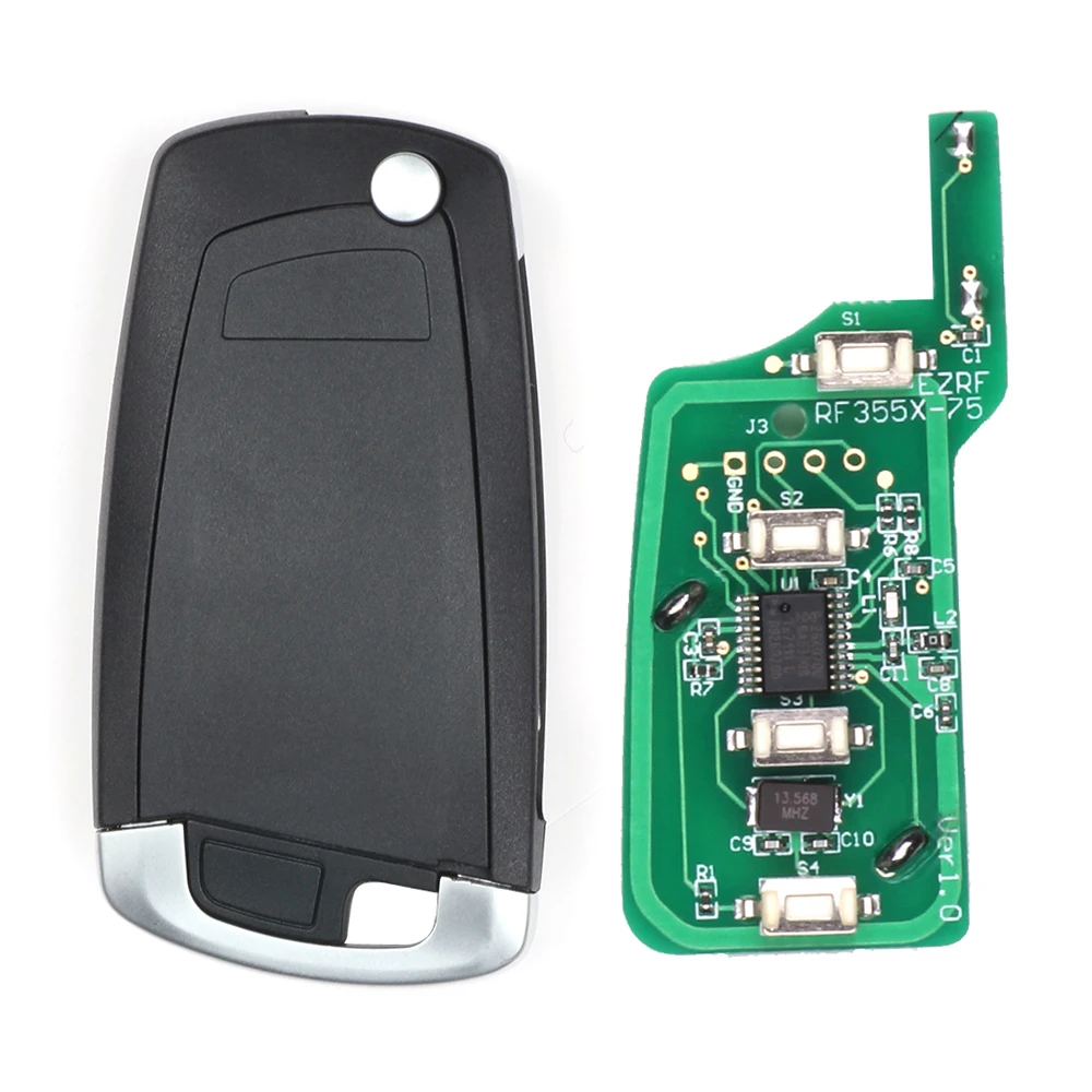 Keyecu EWS Modified Flip Remote Key 4 Button 315MHz/433MHz ID44 Chip 1998-2005 for BMW X5 Z3 Z4 HU92