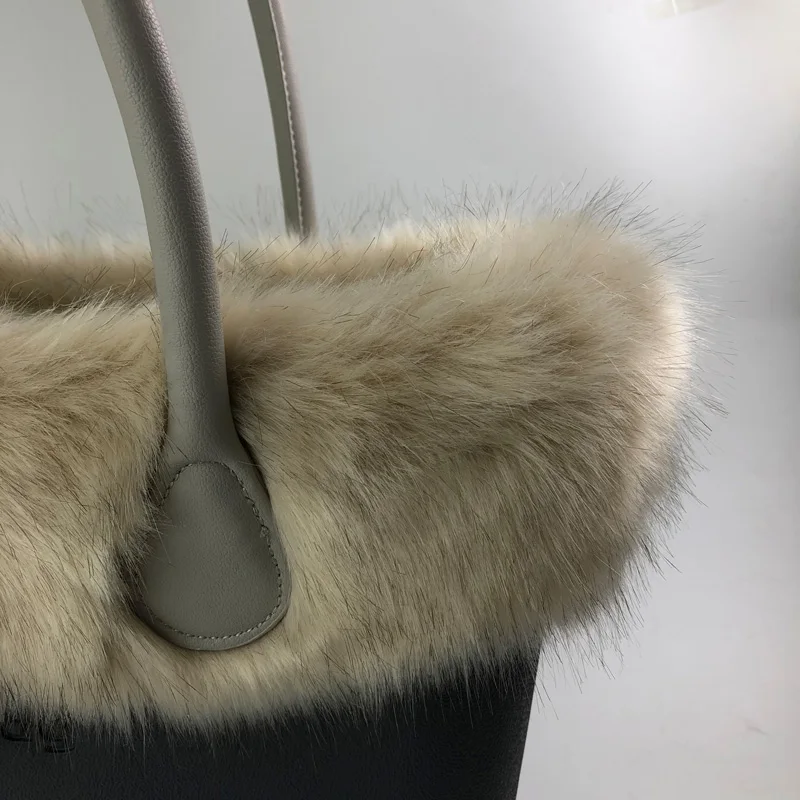 High Quality Faux fur fox's Plush Trim for Thermal Plush Decoration Classic Mini obag O bag Trims Eva handbag mini crossbody bag