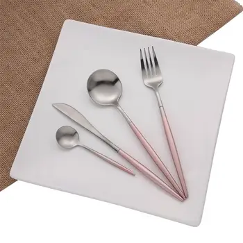 

Stainless Steel Pink Silver Cutlery Set Pink Dinnerware Set Wedding Silverware Tableware Knives Fork Scoop Teaspoon Set