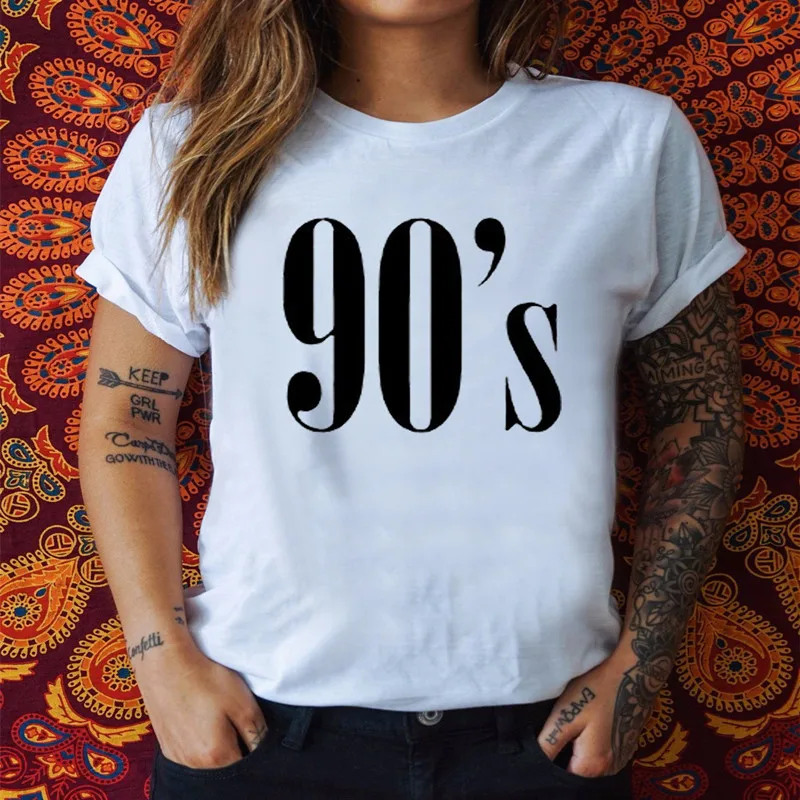 

Women T shirt 90's Letters Casual Funny tshirts Casual Tee Top Hipster Tumblr Woman Clothing Female T Shirt Harajuku T-Shirts