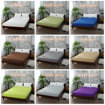 

1 pc 100% Polyester Bed Sheets solid Mattress Cover Bedding Linens mattress cover With Elastic Band Russia 160x200cm Size