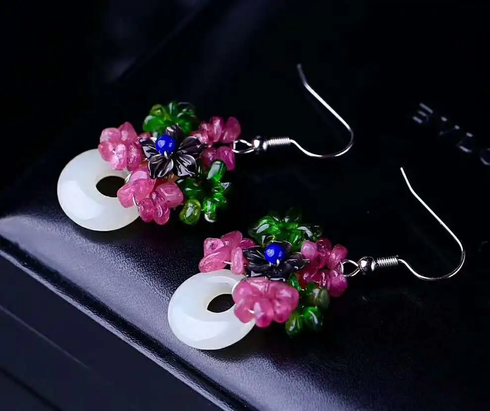 Hetian Baiyu серебряные серьги-капли новые серьги Caibao h22