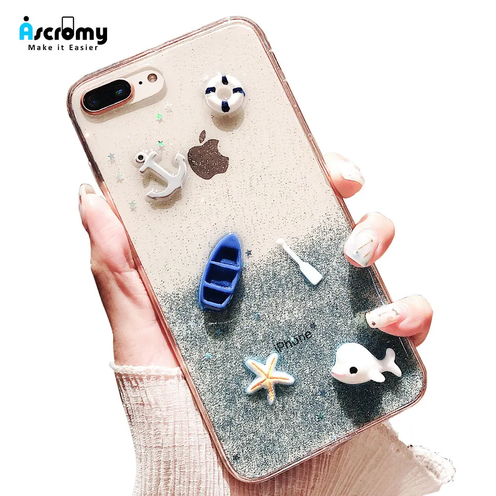 

Ascromy For iPhone XS Case 3D Dolphin Anchor Starfish Silicone Shockproof Cover Coque For iPhone X 7 Plus 8 6 6S 10 Accessories