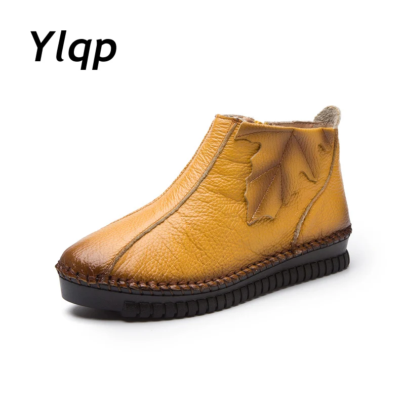 

Ylqp 2019 Ladies Ankle Boots Genuine Leather Retro Handmade Women Shoes Flat Boots Footwear Women Flats Plus Size 41 42 43