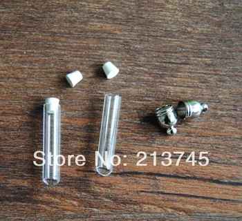 

Free shipping!!!100pcss/lot Straight pipe glass vial pendant , perfume pendant , glass wishi bottle (with Rubber plug)