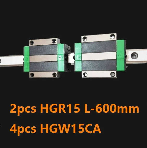 2шт Китай HGR15 L-600mm линейной направляющей/рельсы + 4 шт HGW15CA/HGW15CC линейные блоки