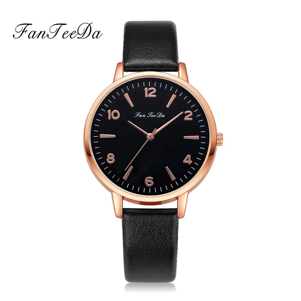 

Fashion Women Fanteeda Luxury Brand Rose Gold Dial Wristwatches Leather Strap Sport Watches Ladies Fashion Clock Relogio FD121
