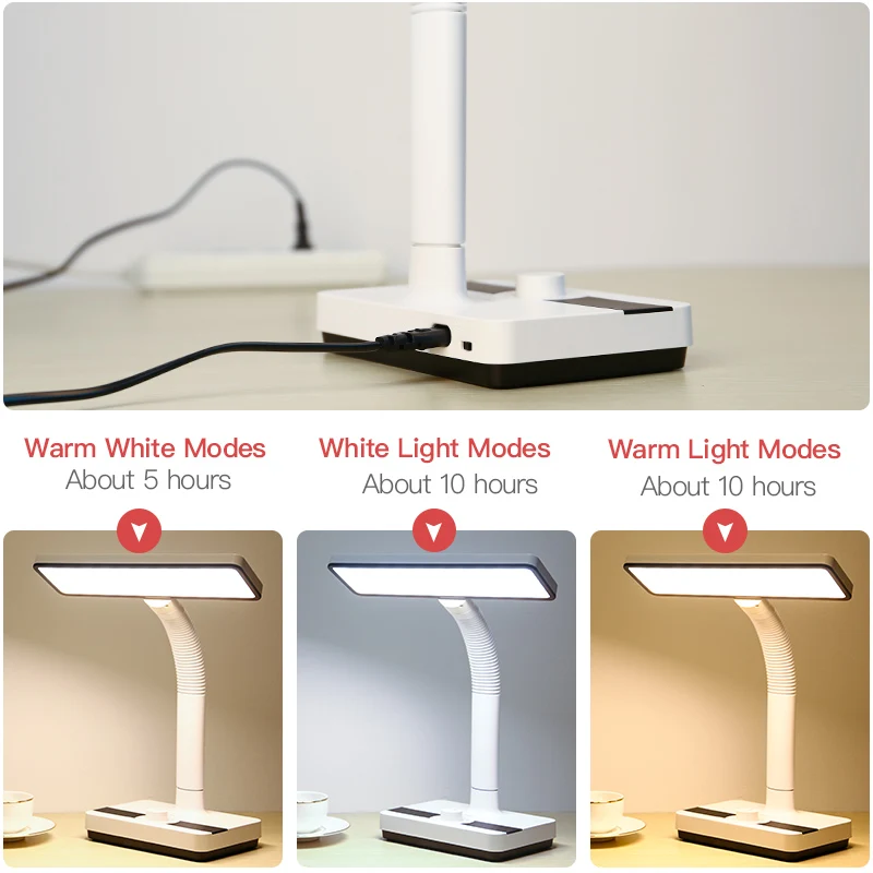  3 Light Colors Table Lamp Rotary Stepless Dimming Lamps Table 3.4W 40pcs Led Table Lamp 1400mAh Rec