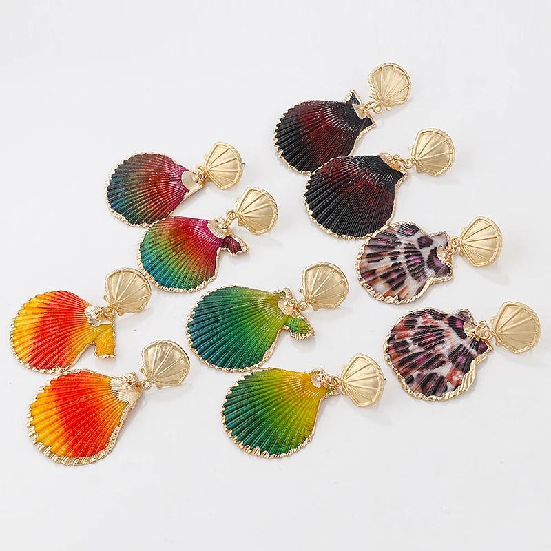 AENSOA, 5 цветов, серьги в виде ракушки, брендовые серьги, цветная Подвеска из морской раковины, висячие серьги для женщин, мода, аксессуары для ушей