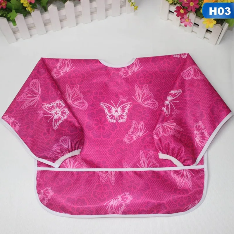 3 Waterproof Coverall Girl Boy Kid Junior Bib Short Sleeve Art Smock Baby Bibs Burp Clothes Easy Clean Cute Baby Saliva Towel - Color: 3