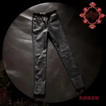 Хит, обтягивающие повседневные штаны из натуральной кожи, Весенняя верхняя одежда, эластичные капри штаны-карандаш, длинные штаны из овчины без швов