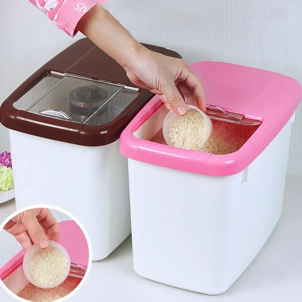 

New 10kg Plastic Food Kitchen Container Sealed Crisper Grains Tank Storage Kitchen Sorting Rice Storage Box Container Jars