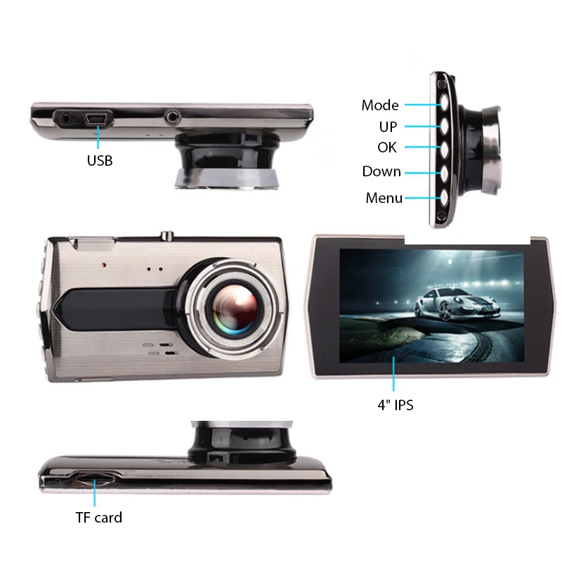 Full HD 1080P Dash Camera Car DVR Dual Lens 4 IPS Front+Rear Night Vision Camera video registrator recorder Car Parking Monitor (9)