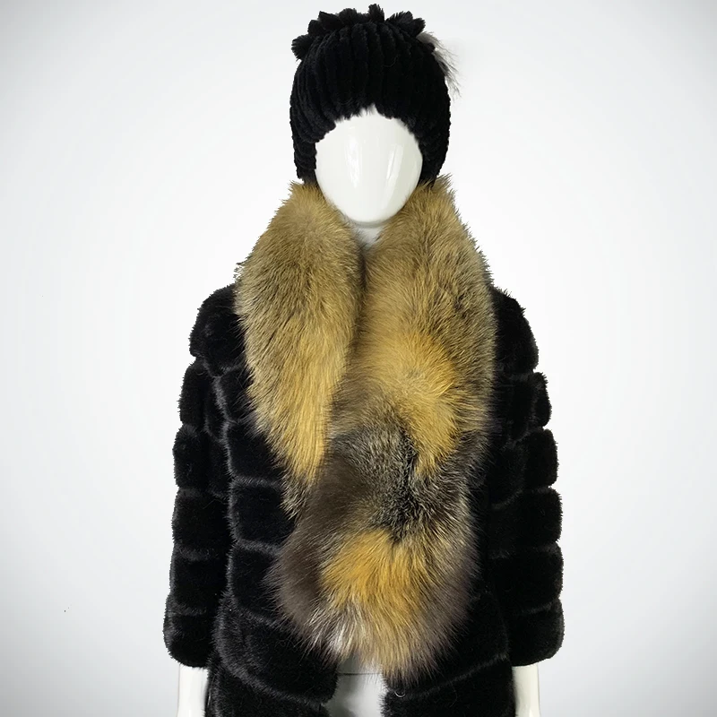 

2019 BFFUR Gold Line Fox Fur Women's Shawl Genuine Luxury Female Winter Clothing Warm Thick Shawl Fashion Fur Wraps