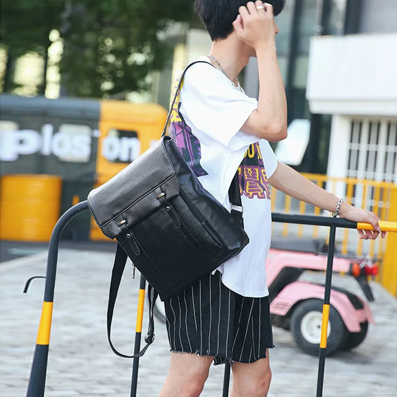 

Men PU Leather 19in Backpack Waterproof Shockproof Large Capacity Shoulder Bag FC55