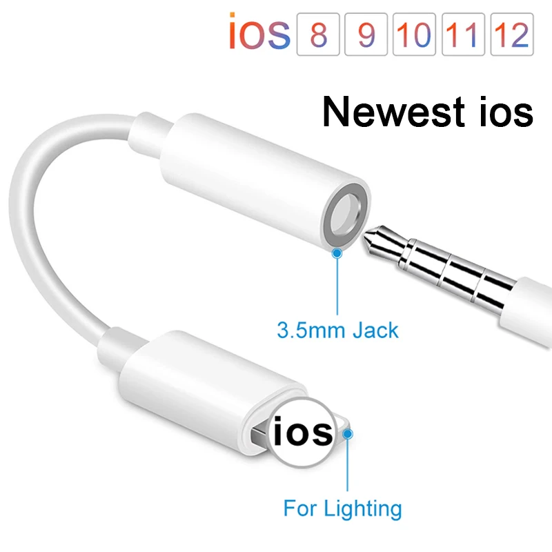 

IOS 11 12 Headphone Adapter For iPhone 7 8 X Headphone Jack Cable Female To 3.5mm Male Adapters AUX Adapter For Lightning