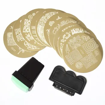 

Stamping Plates and 1pcs Stamper Scraper,Nail Art Polish Stamp Stencils Nail Tools Nail At Template Set